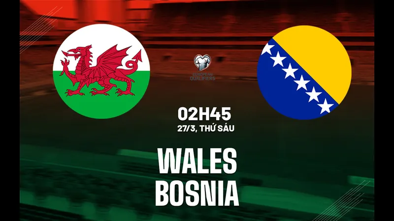 Cầu thủ đội Bosnia & Herzegovina vượt qua hậu vệ đội Wales